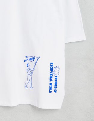 white tee with print