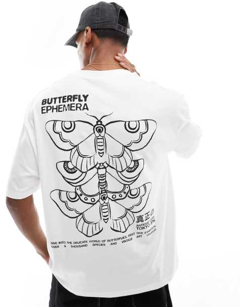 ASOS DESIGN oversized t-shirt in white with butterfly back print - view 1