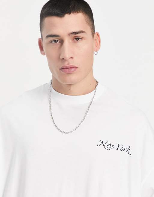 ASOS DESIGN oversized t-shirt in white with butterfly front & back