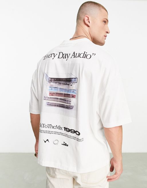 ASOS Design Oversized T-Shirt in White with Front & Back Text Print
