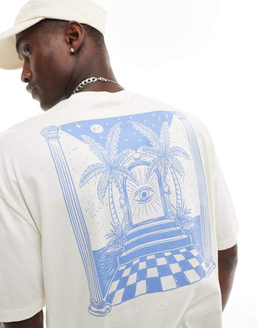 ASOS DESIGN oversized t-shirt in white with celestial back print
