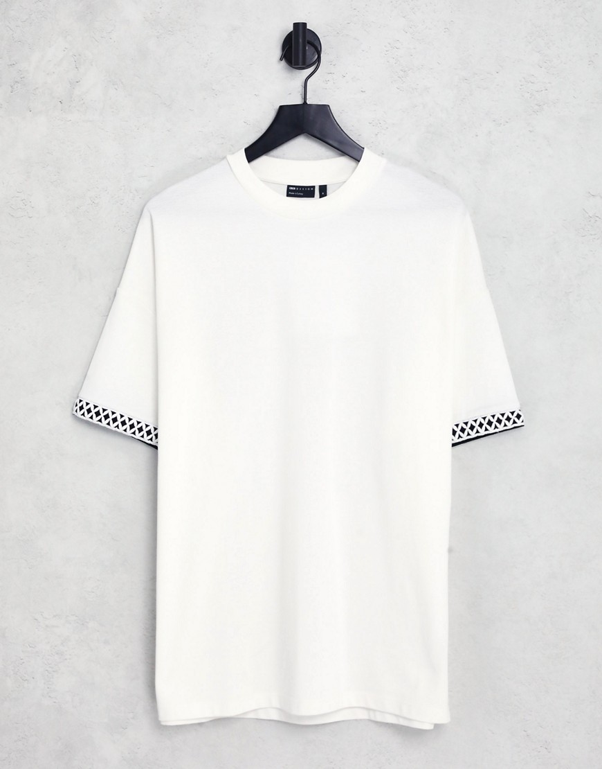ASOS DESIGN oversized T-shirt in white with contrast cuff details