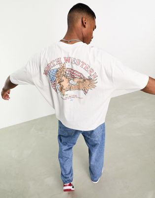 ASOS DESIGN oversized t-shirt in white with eagle back graphic - ASOS Price Checker