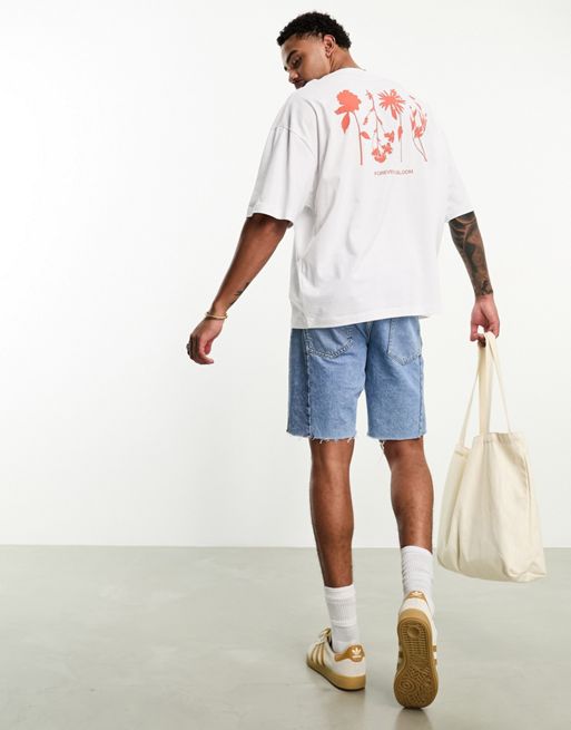 ASOS Design Oversized T-Shirt in White with Front & Back Text Print