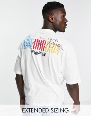 ASOS DESIGN oversized t-shirt in white with front & back text print | ASOS