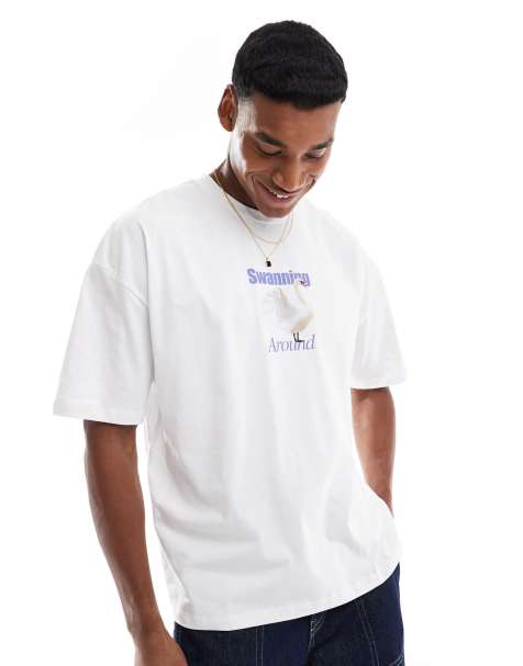ASOS DESIGN oversized t-shirt in white with front print - view 1