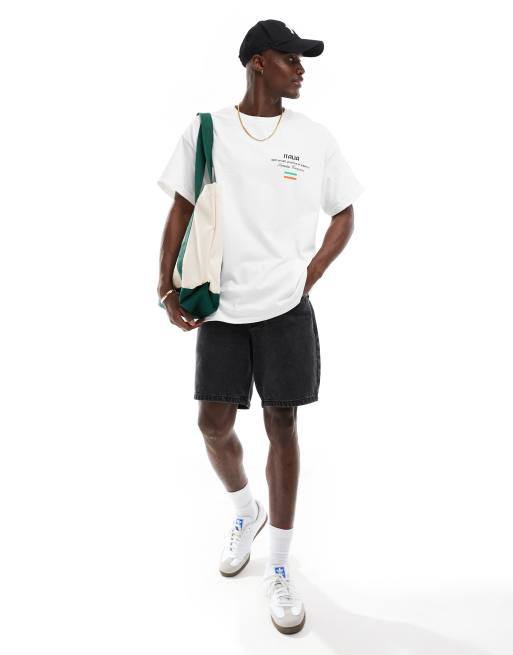 ASOS DESIGN oversized t-shirt in white with limoncello print