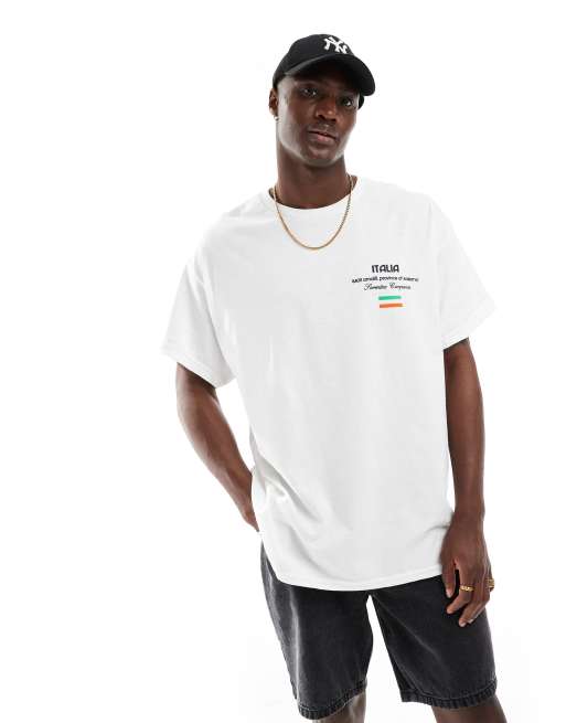 ASOS DESIGN oversized t-shirt in white with limoncello print