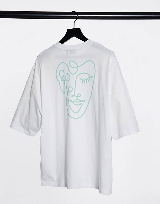 ASOS DESIGN oversized t-shirt in white with line drawing back print | ASOS