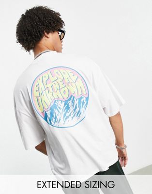 ASOS DESIGN oversized t-shirt in white with outdoors back print
