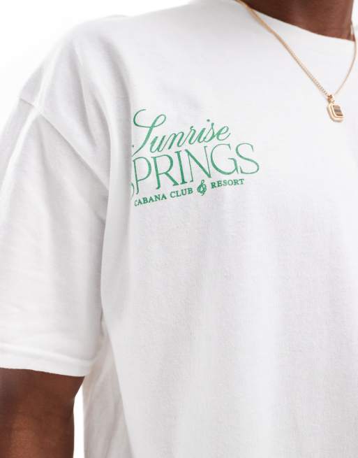 ASOS DESIGN oversized t-shirt in white with palm trees back print, 4 of 4