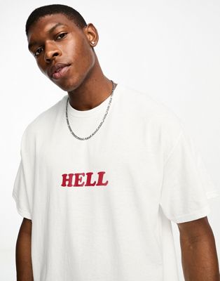 ASOS DESIGN oversized t-shirt in white with slogan print