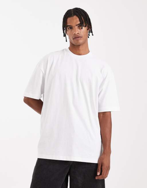 ASOS DESIGN oversized t-shirt in white with text back print