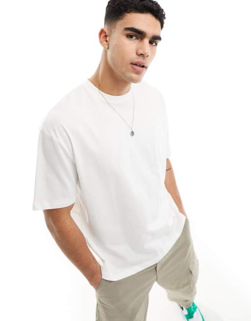 ASOS DESIGN oversized t-shirt in white with text back print