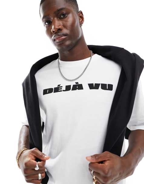 ASOS DESIGN oversized t-shirt in white with text chest print - view 1