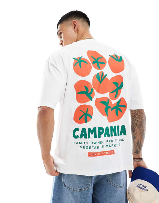 ASOS DESIGN oversized T-shirt in white with tomatoes back print