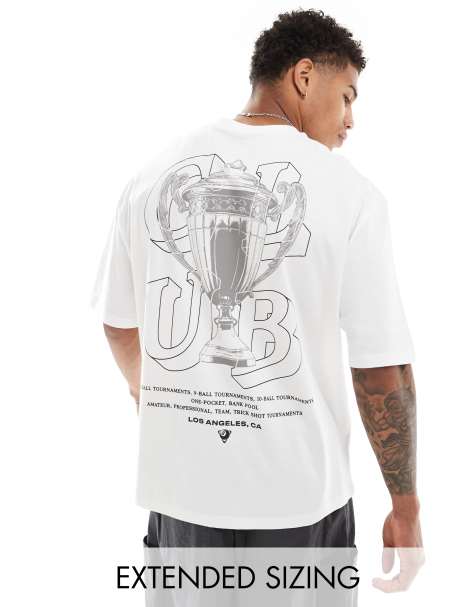 ASOS DESIGN oversized t-shirt in white with trophy back print - view 1