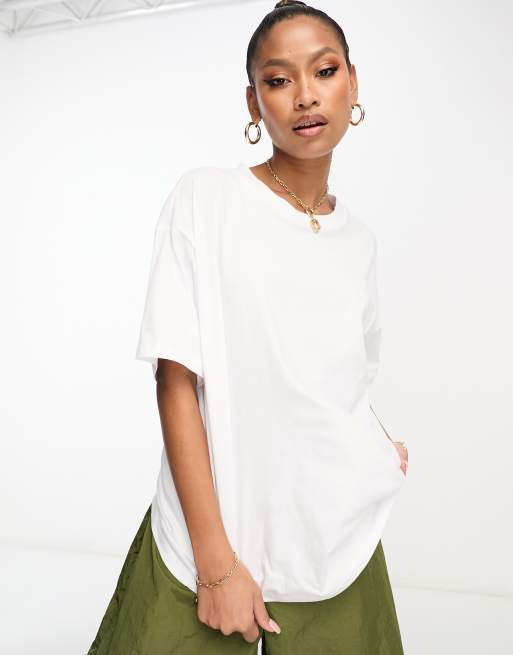 Mock Neck Oversized Tee Off White