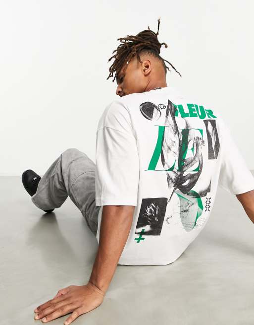ASOS DESIGN - Oversized T-shirt in wit met abstracte print op de rug