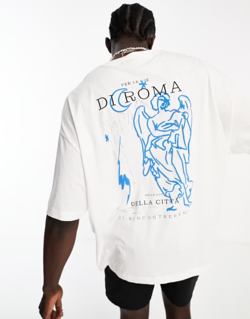 ASOS DESIGN - Oversized T-shirt in wit met standbeeldprint op de achterkant
