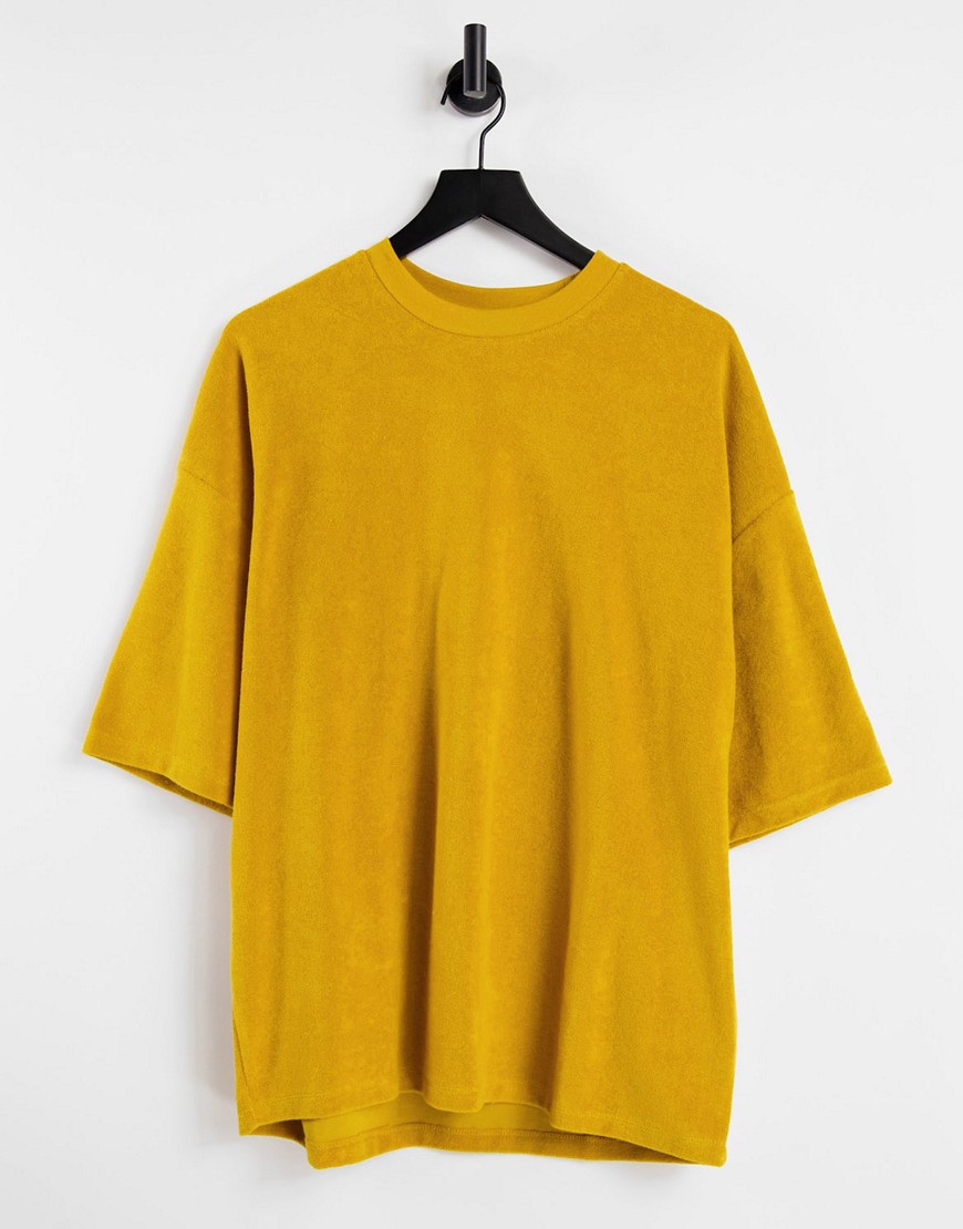 ASOS DESIGN oversized t-shirt in yellow towelling