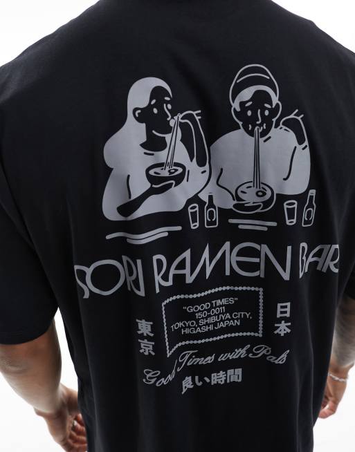 ASOS DESIGN - Oversized T-shirt in zwart met ramen-print op de achterkant, 3 van 4