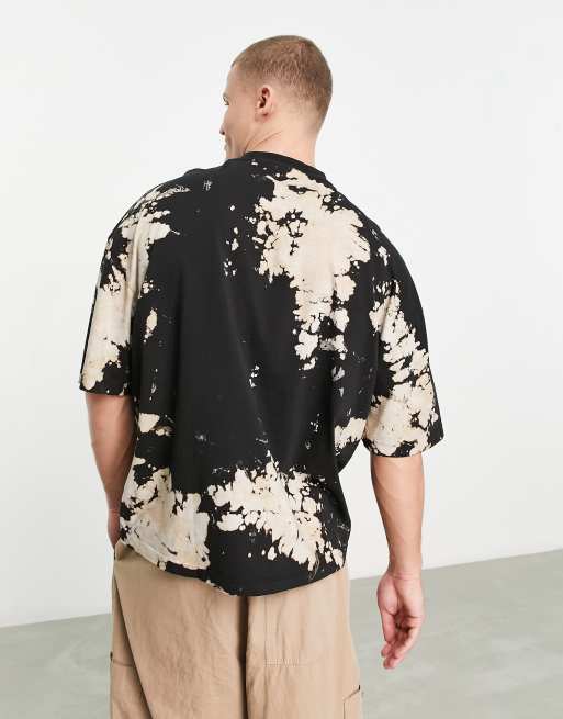 ASOS DESIGN - Oversized T-shirt in zwart met tie-dye en print op de voorkant, 2 van 4