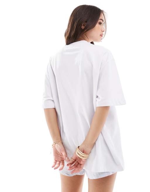 ASOS DESIGN - Oversized T-shirt med 'Amour'- og fotografiprint i hvid, 4 af 4