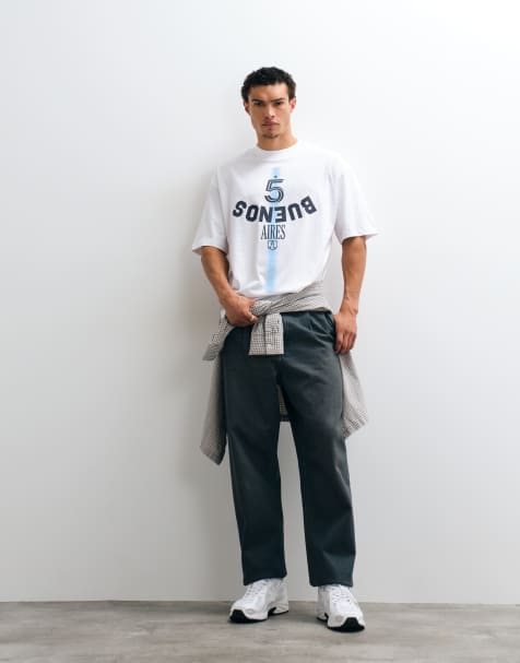 ASOS DESIGN oversized T-shirt med Argentina-grafik i hvid - view 1
