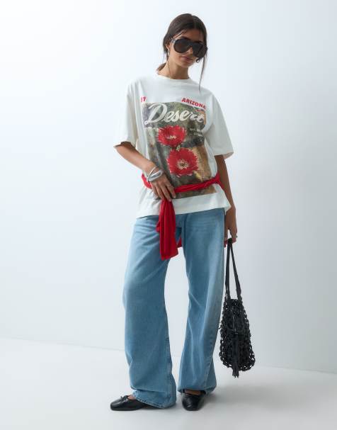 ASOS DESIGN oversized T-shirt med Arizona-ørkenprint i creme - view 1