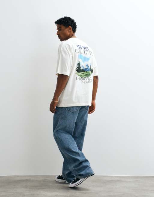 ASOS DESIGN oversized T-shirt med bjerggrafik i creme, 3 af 5