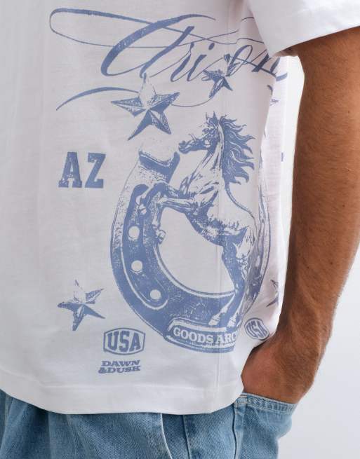 ASOS DESIGN oversized t-shirt med blå Arizona-grafik i vitt, 3 av 5