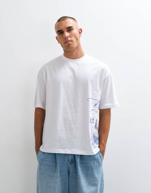ASOS DESIGN oversized t-shirt med blå Arizona-grafik i vitt, 4 av 5