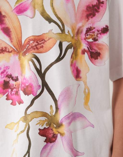 ASOS DESIGN Oversized T-shirt med blomsterprint i pink og hvid, 4 af 4