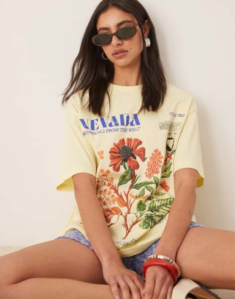 ASOS DESIGN - Oversized T-shirt med botanisk Nevada-grafik - view 1