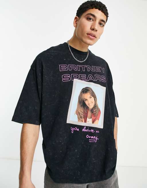 ASOS DESIGN - Oversized T-shirt med Britney Spears-print og sort vask