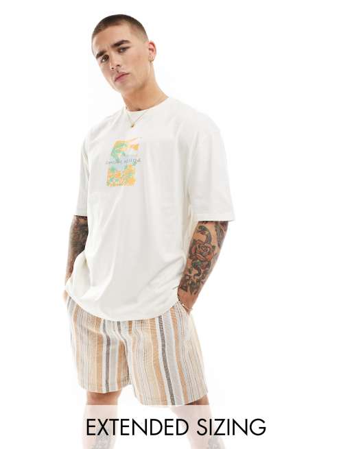 ASOS DESIGN - Oversized T-shirt med 'Cancun'-byprint på brystet i hvid