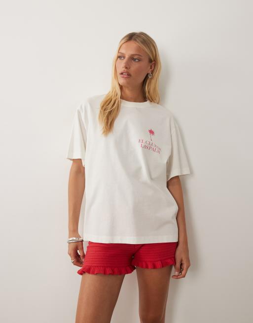 ASOS DESIGN oversized T-shirt med Cancun-solgrafik i creme, 2 af 4