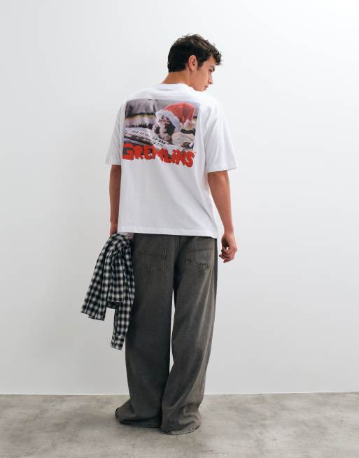 ASOS DESIGN oversized t-shirt med Christmas Gremlins i vitt, 4 av 5
