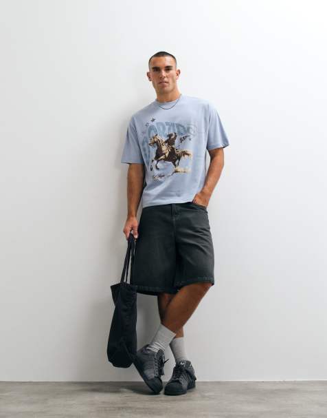 ASOS DESIGN oversized t-shirt med cowboytryck i blått - view 1
