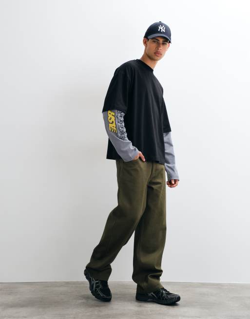 ASOS DESIGN oversized t-shirt med dubbla lager och grafik i svart, 4 av 5
