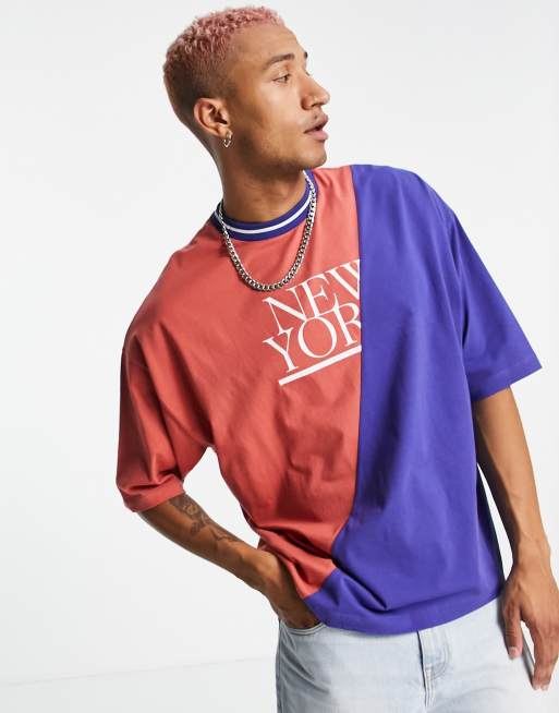 ASOS DESIGN - Oversized t-shirt med farveblok og New York-byprint, 4 af 4