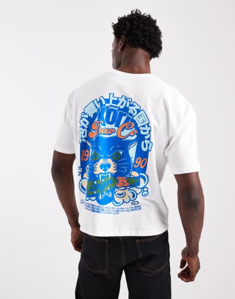 ASOS DESIGN - Oversized t-shirt med firkantet pasform og print på ryggen i hvid - view 1