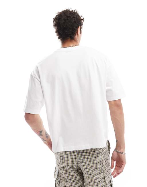 ASOS DESIGN - Oversized T-shirt med firkantet pasform og sømdetaljer i hvid, 3 af 4