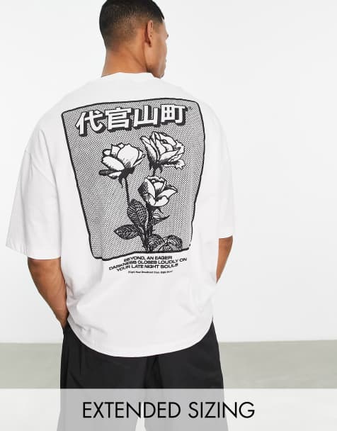 ASOS DESIGN - Oversized T-shirt med grafisk roseprint bagpå i hvid - view 1