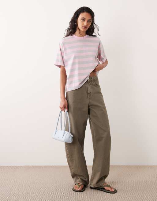 ASOS DESIGN - Oversized T-shirt med grønne og lyserøde striber, 2 af 4