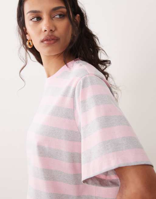 ASOS DESIGN - Oversized T-shirt med grønne og lyserøde striber, 3 af 4