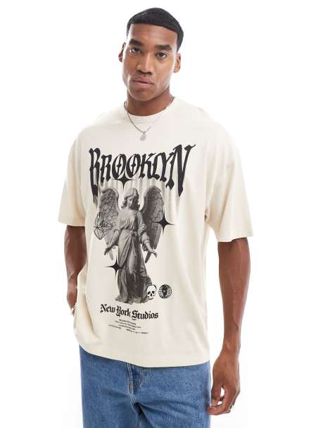 ASOS DESIGN - Oversized T-shirt med grunge-print på ryggen i vasket grå - view 1