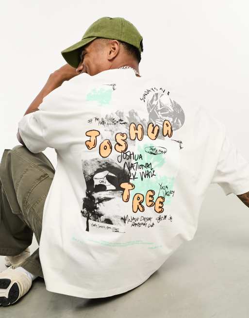 ASOS DESIGN - Oversized T-shirt med 'Joshua Tree'-print på ryggen i hvid