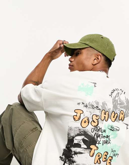 ASOS DESIGN - Oversized T-shirt med 'Joshua Tree'-print på ryggen i hvid, 3 af 4